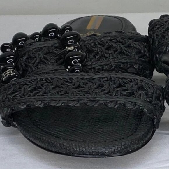 Sam Edelman Women's Elisa Woven Strap Sandals Black Size 7.5 – Slip-On Flats - Picture 1 of 10